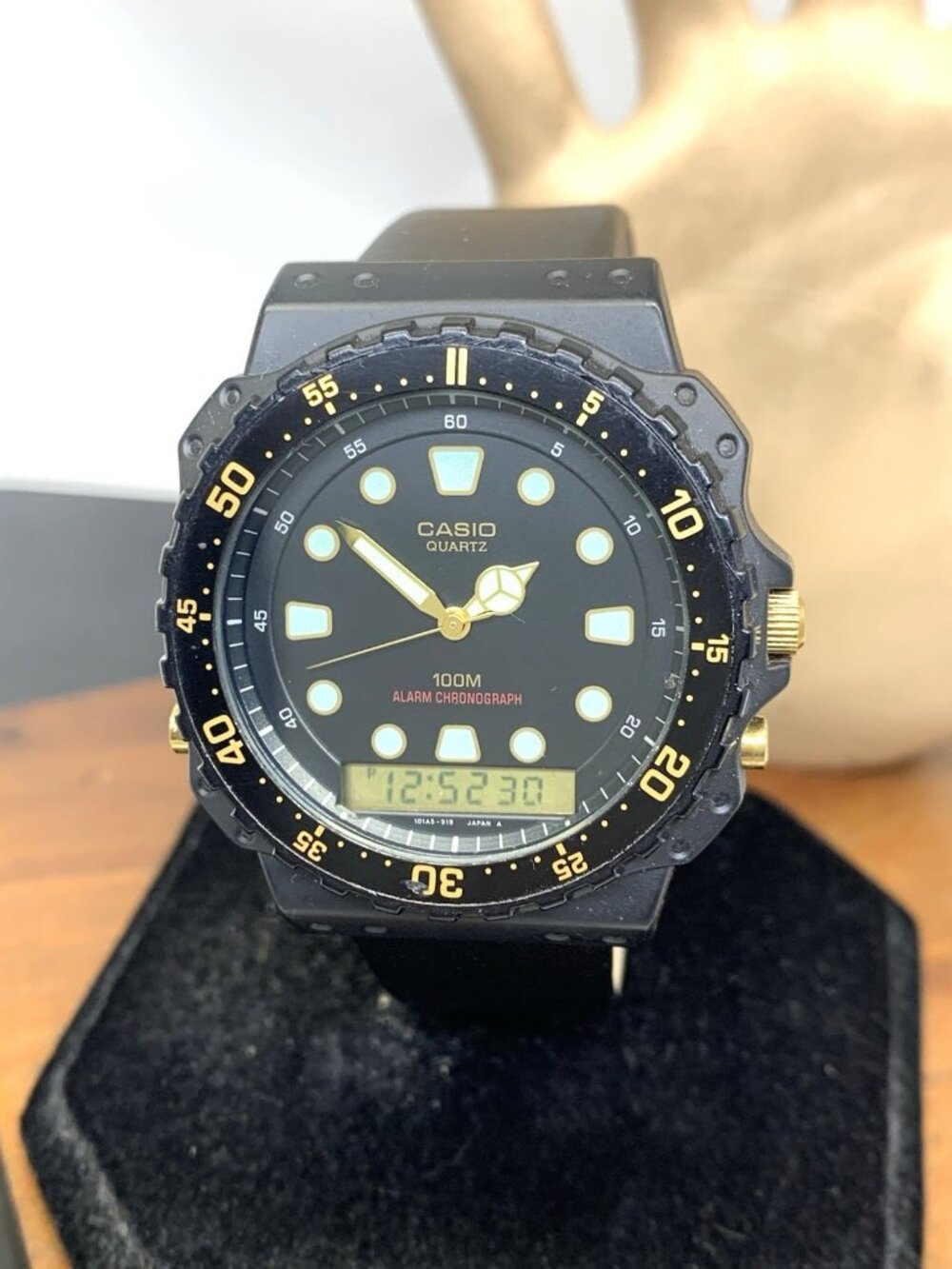 Casio Men's Watch AQ100W Analog Digital Quartz Black Leather Strap 41mm 358